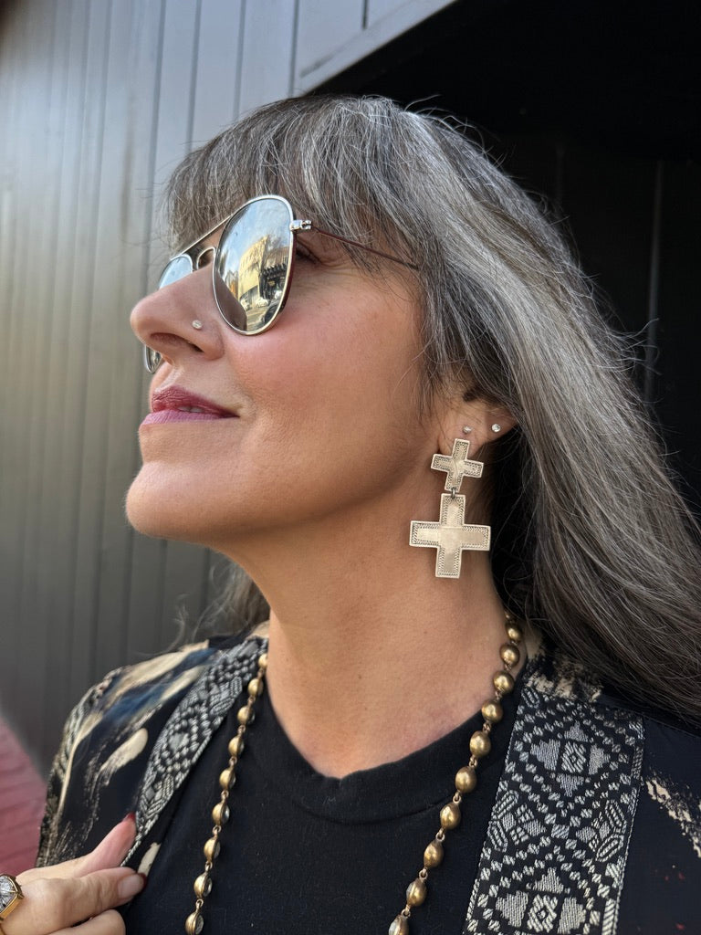 DOUBLE CROSS EARRINGS