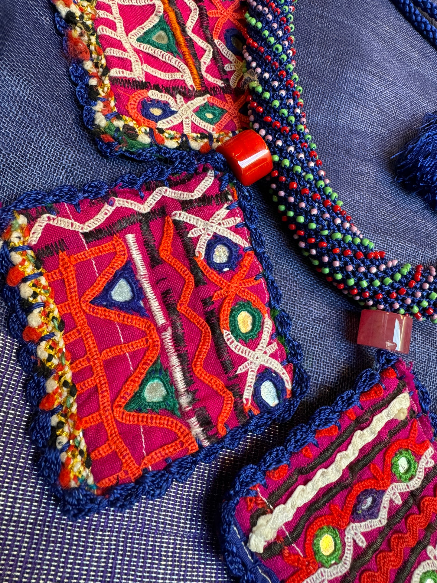 BEADED TRIBAL PATCH COLLAR NECKPIECE