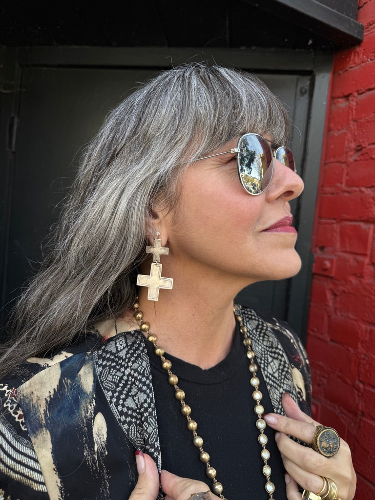 DOUBLE CROSS EARRINGS
