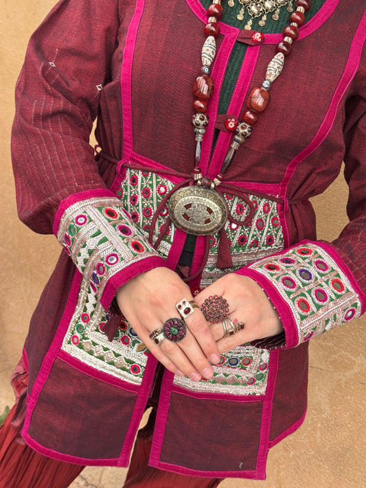 PLUM EMBROIDERED PANEL JACKET