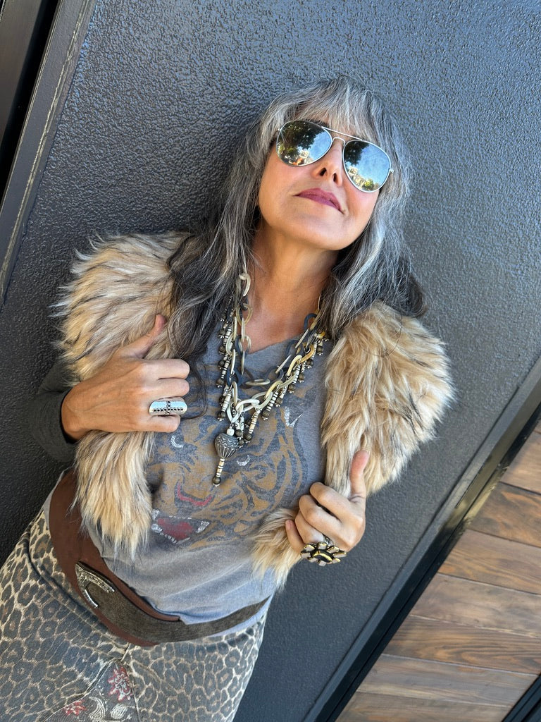UPCYCLED LEOPARD DENIM SKIRT