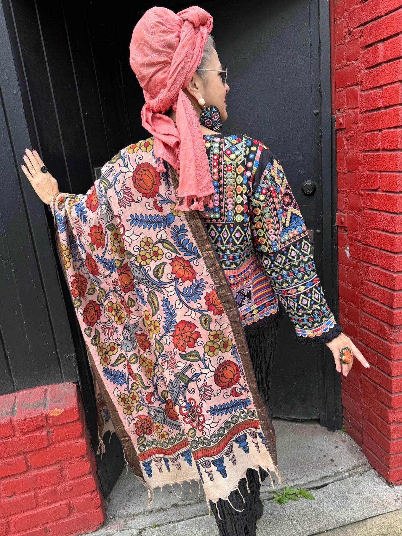 KALAMKARI ROSY GARDEN SHAWL