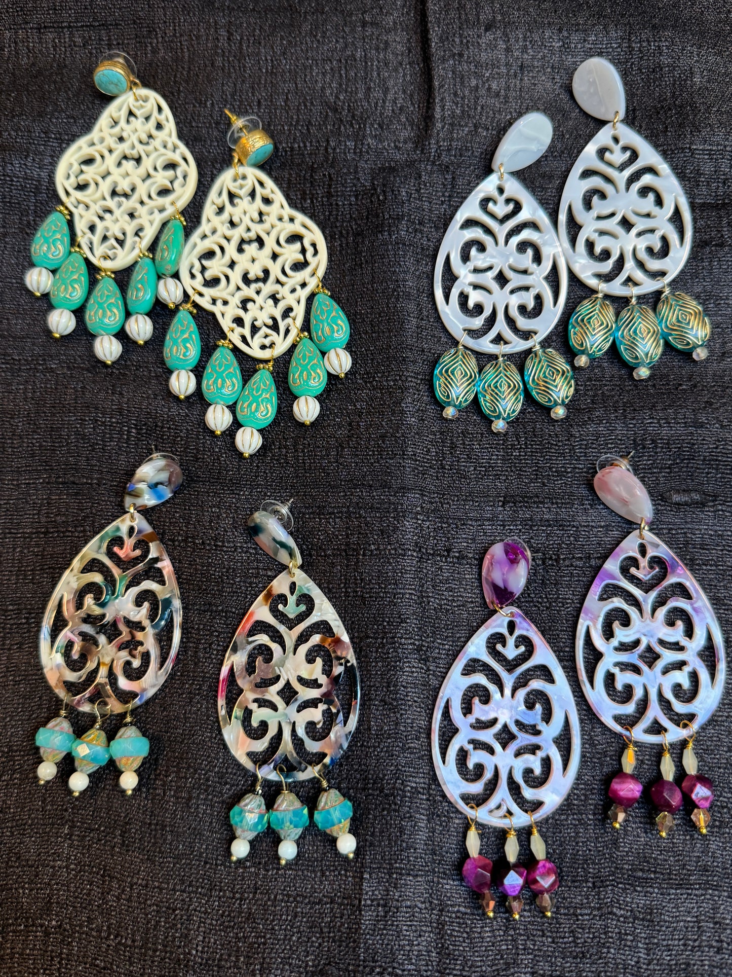IVORY RESIN CHANDELIER EARRINGS