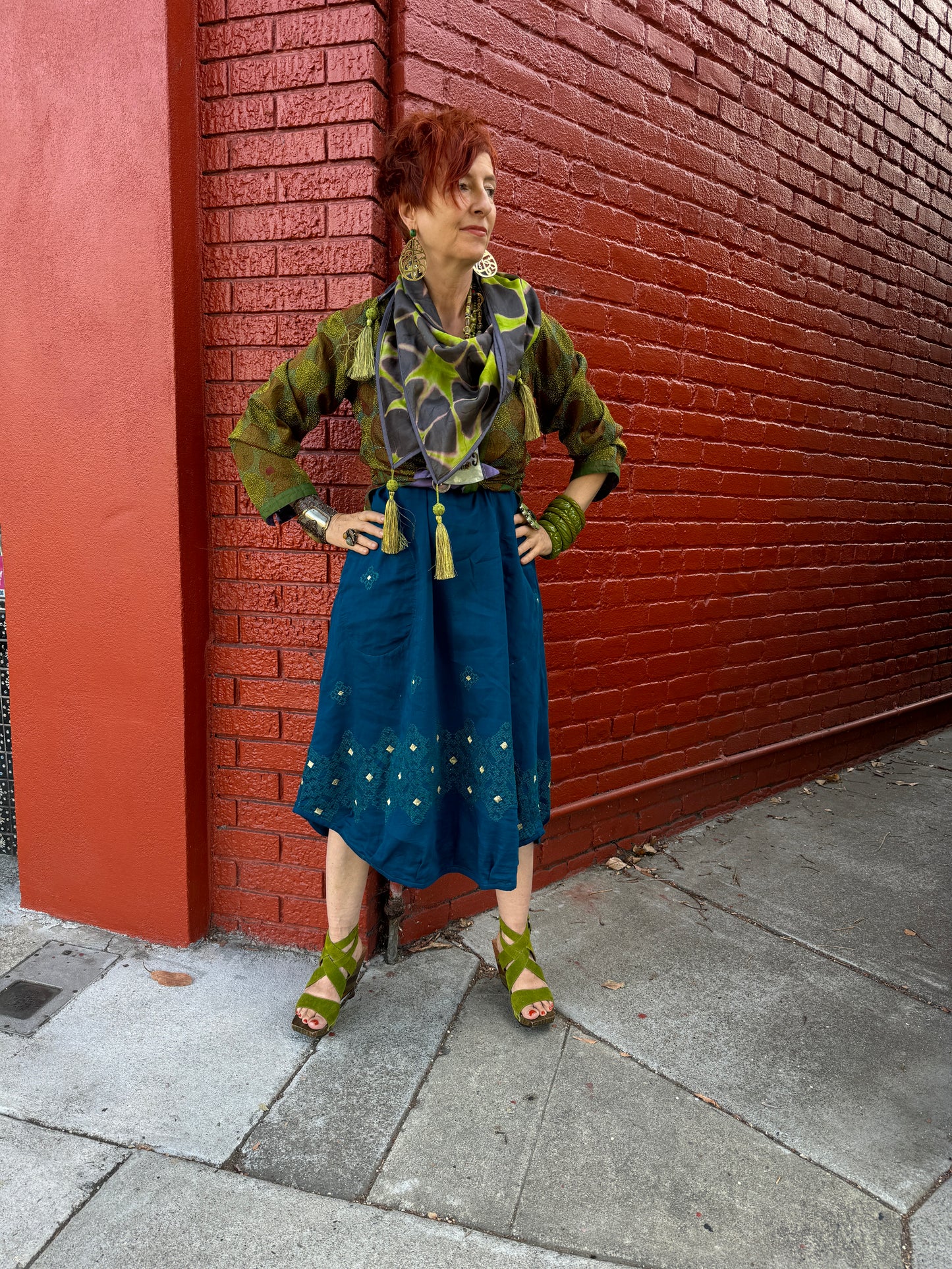 PEACOCK BLUE SLOUCH SLIP DRESS