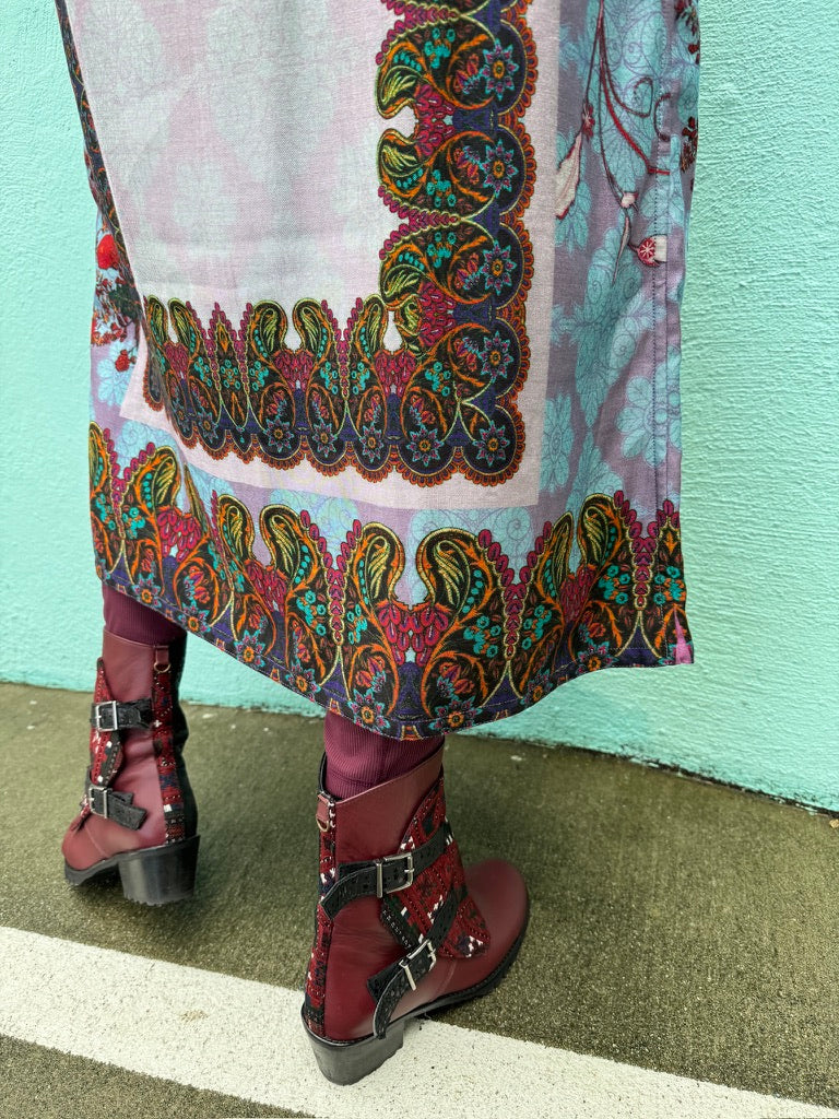 WINE CROCODILE ROCK COLLAGE COAT