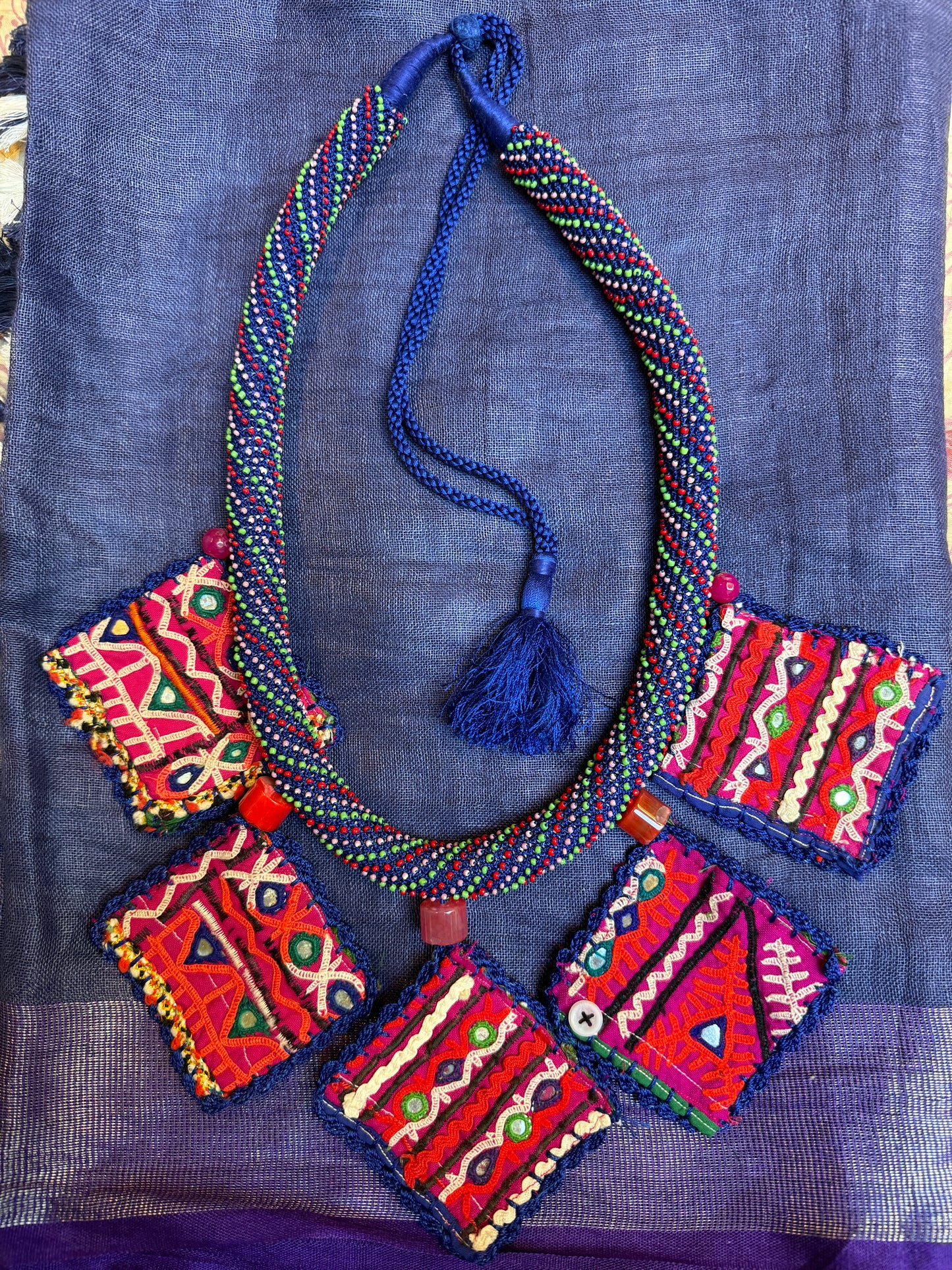BEADED TRIBAL PATCH COLLAR NECKPIECE