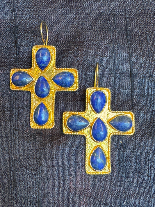 GEMSTONE CROSS EARRINGS