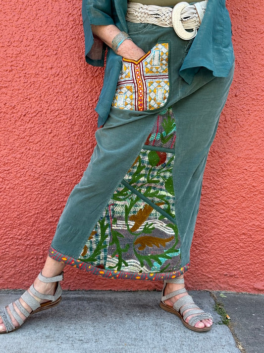 MISS GREEN JEANS CORDUROY TRIBAL A-LINE SKIRT