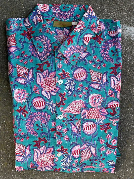 BLOCK PRINT MEN'S SHIRT Size XL Only