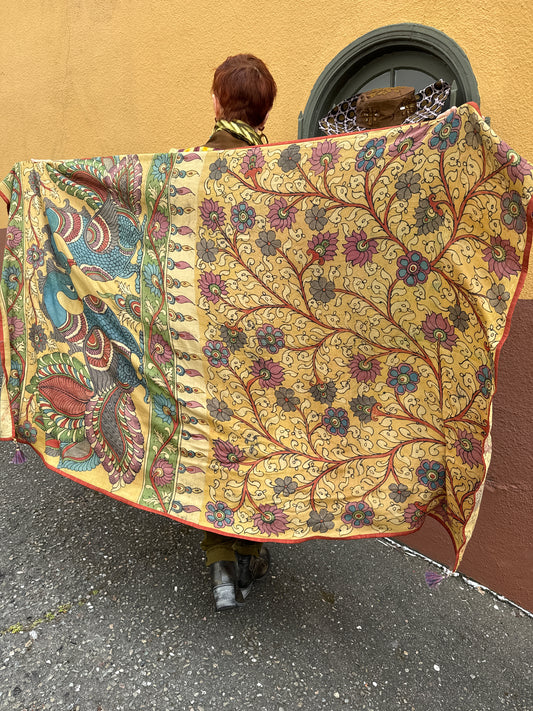KALAMKARI TASSEL WRAPS: SCARVES & SHAWLS