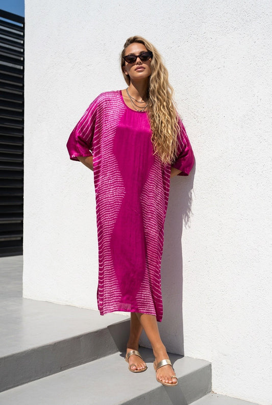 PINK CLOUD SHIBORI KAFTAN