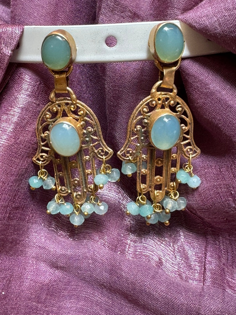 GEMSTONE HAMSA EARRINGS