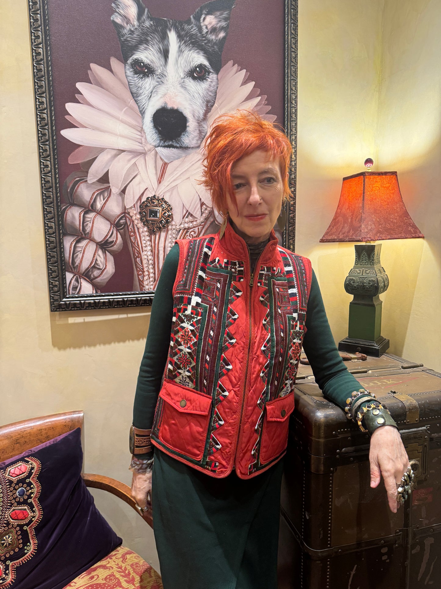 UPCYCLED RED AFGHAN EMBROIDERED VEST