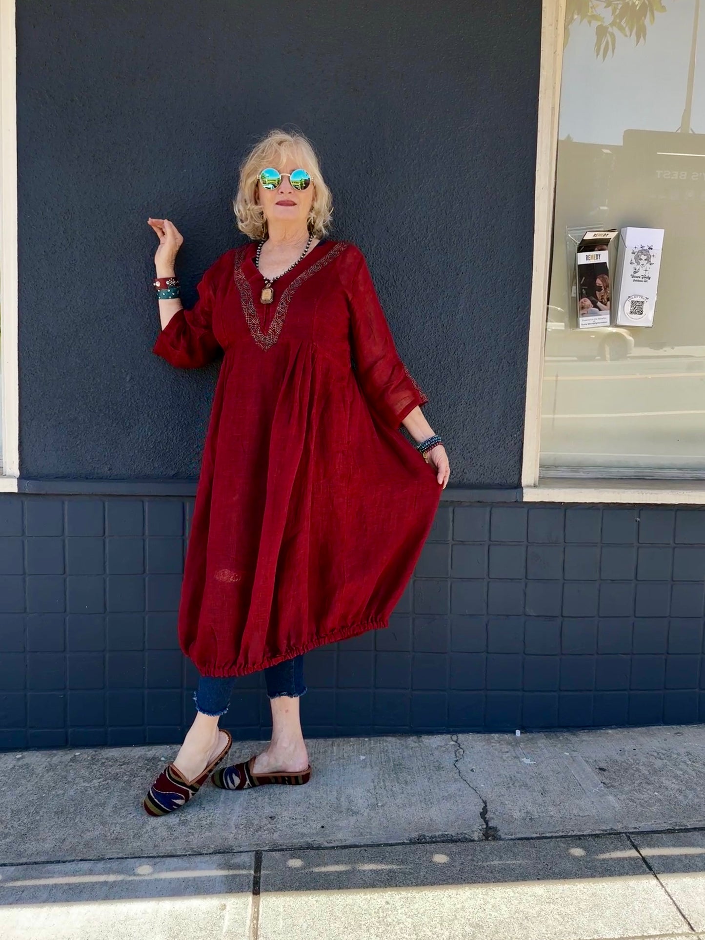 THAT DRESS RED LINEN