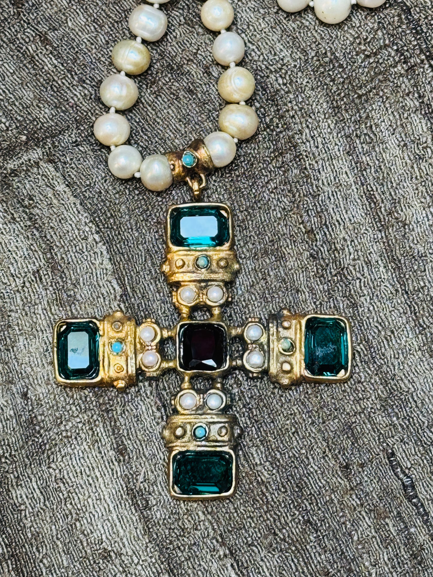 CRUSTY CRUCIFIX PEARL NECKLACES