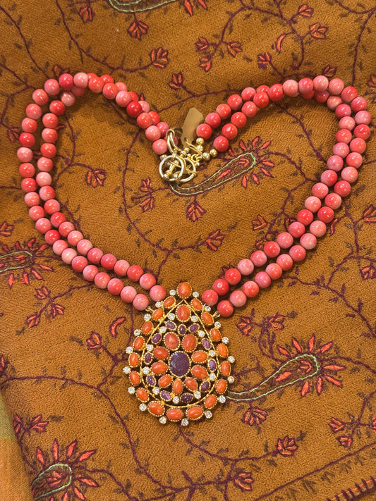 ALL THAT GLITTERS CORAL& RUBY NECKLACE