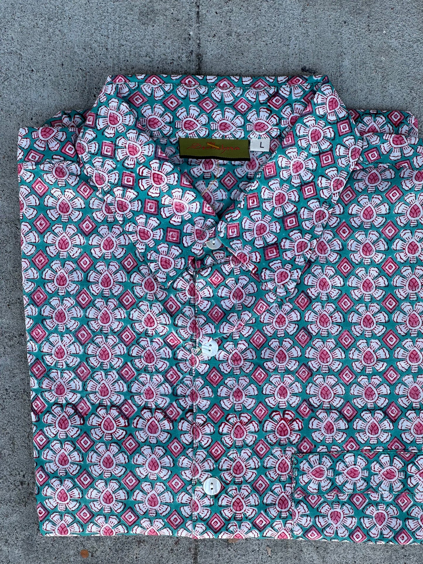 BLOCK PRINT MEN'S SHIRT Size Large Only