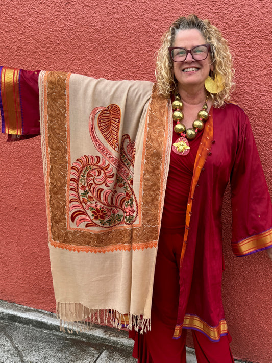 GOLDEN SPRING PAISLEY SHAWL