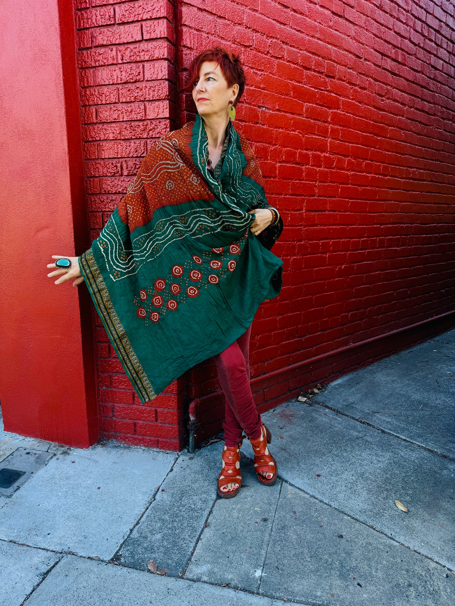 COTTON BANDHANI SHAWLS AUTUMN PALETTE