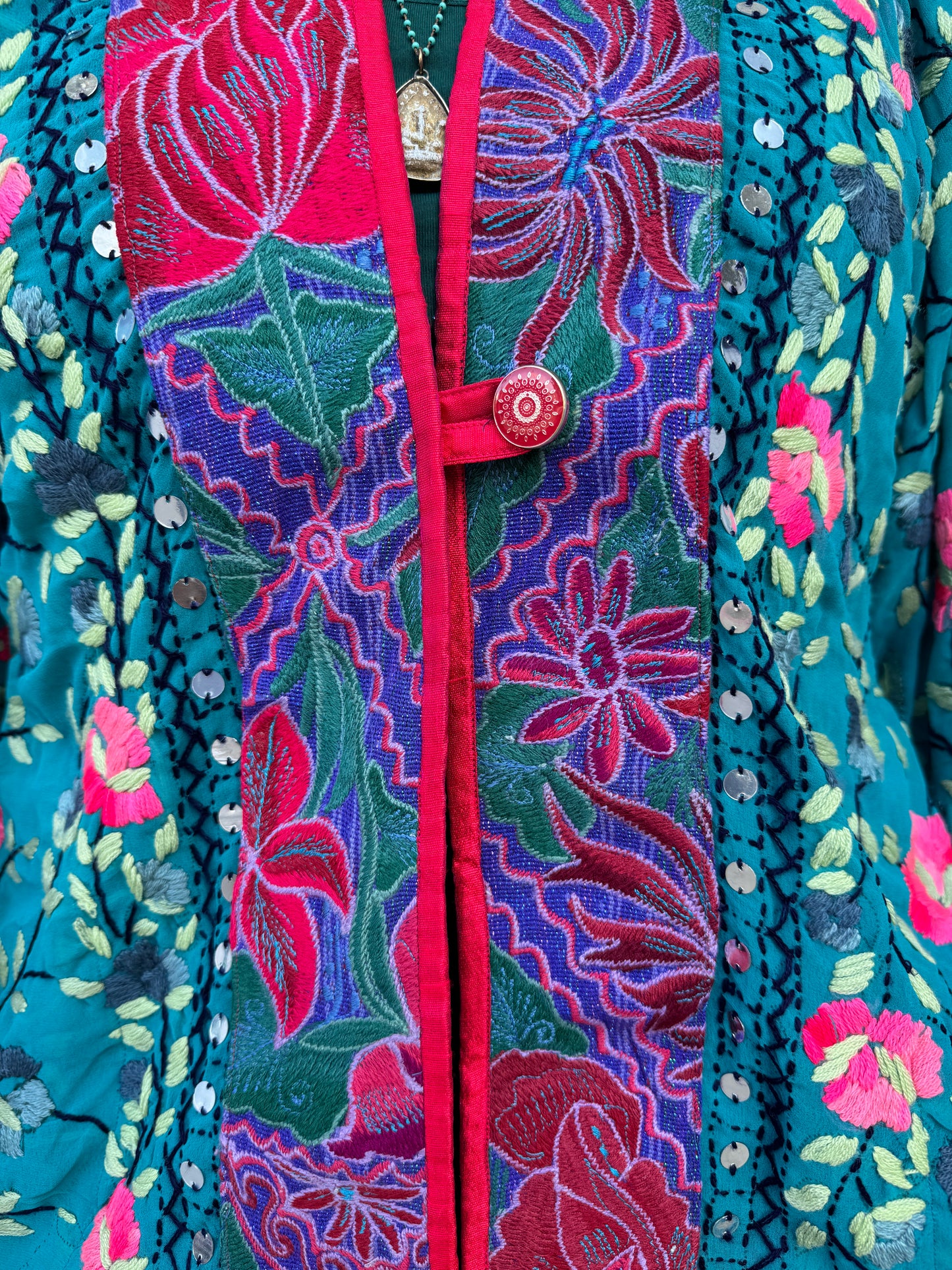 TEAL FOR REAL FLORAL SWING JACKET