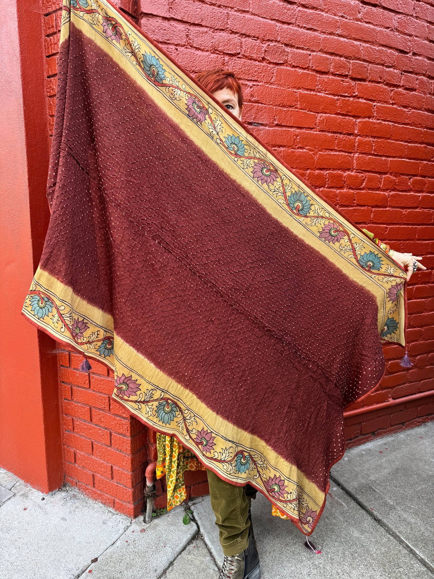 KALAMKARI TASSEL WRAPS: SCARVES & SHAWLS