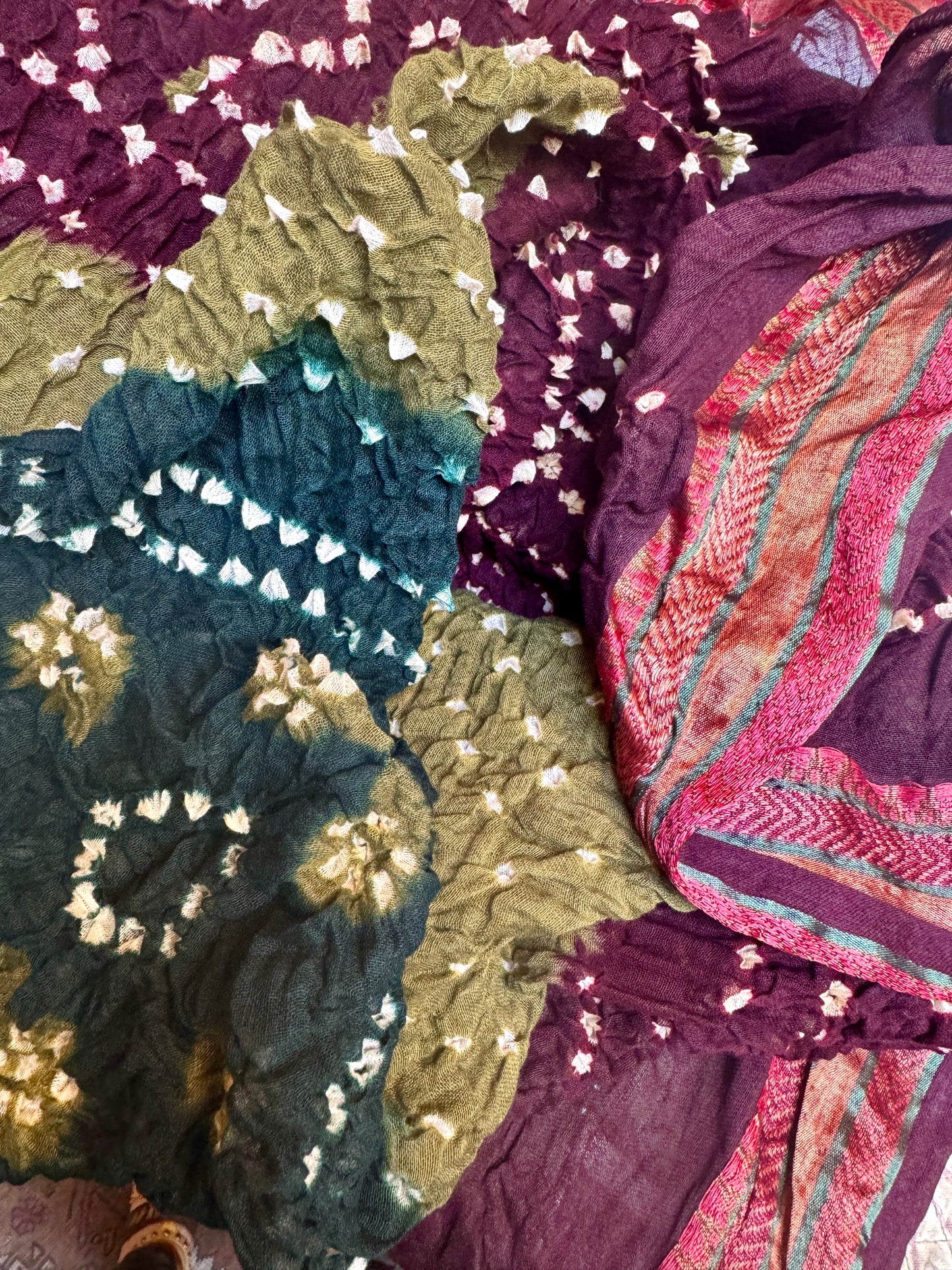 COTTON BANDHANI SHAWLS AUTUMN PALETTE