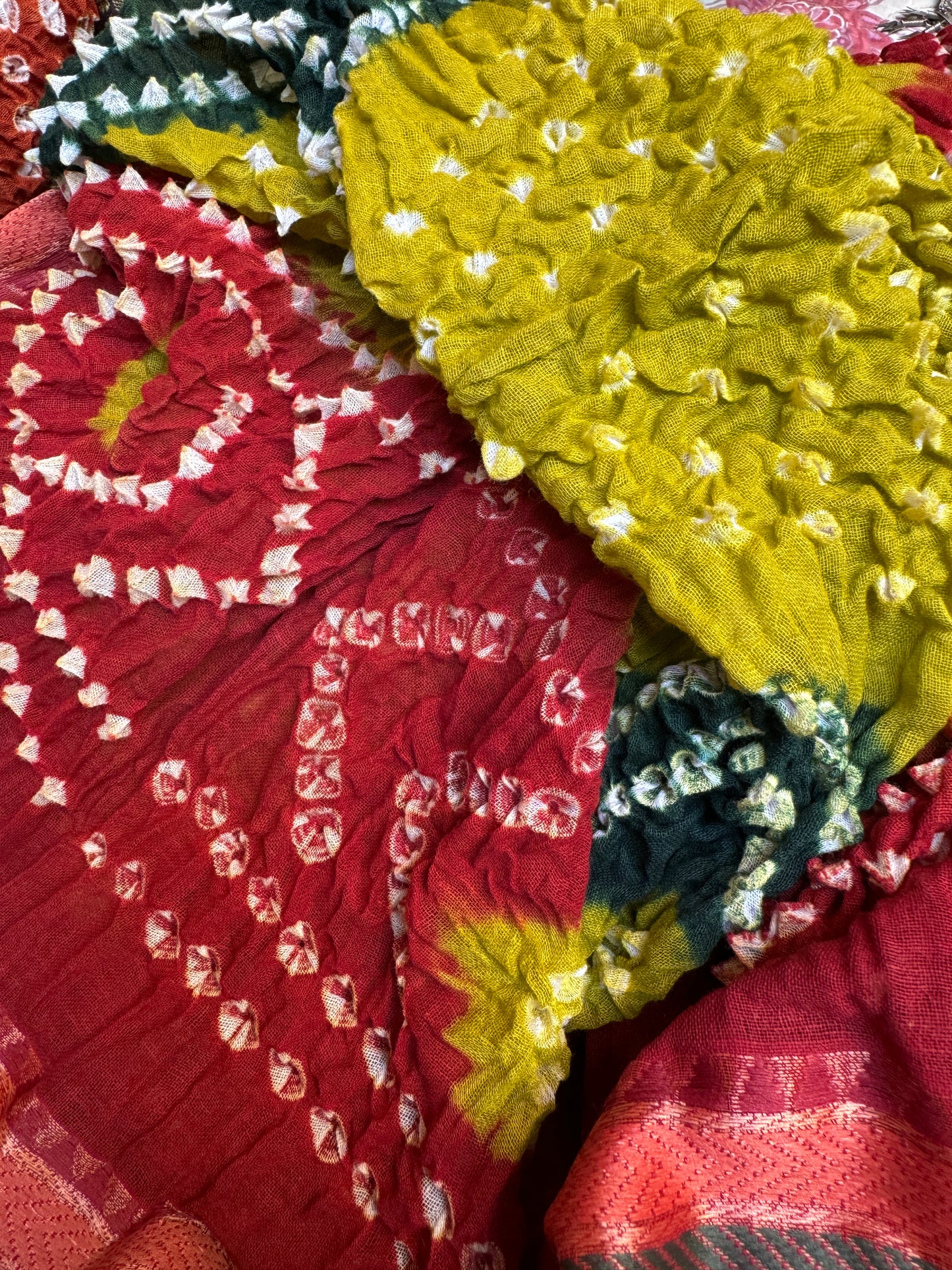 COTTON BANDHANI SHAWLS AUTUMN PALETTE