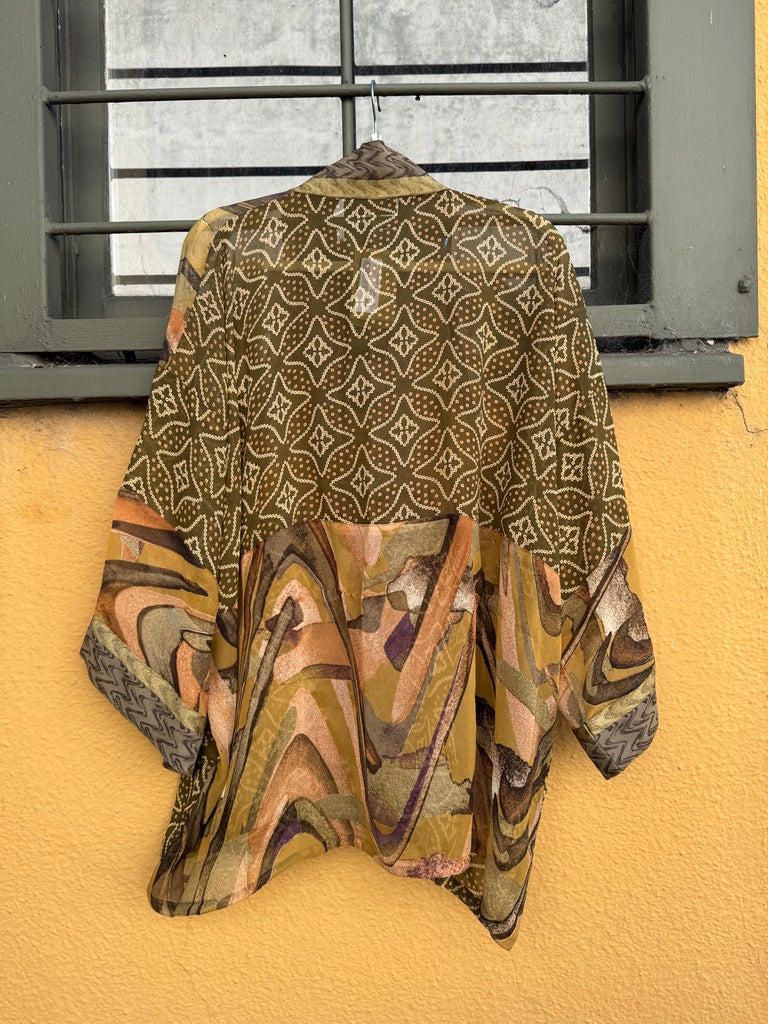 BANDHANI MOSS & MARBLE SHORT RUBY KIMONOS