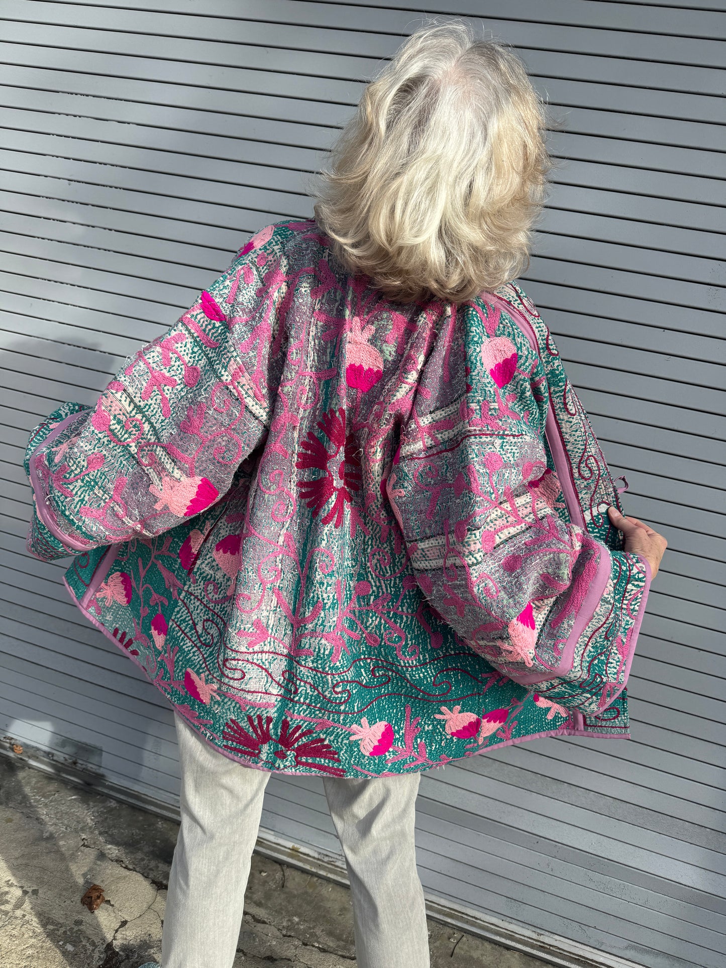 PINK POMEGRANATE SHABBY CHIC QUILTED KIMONO