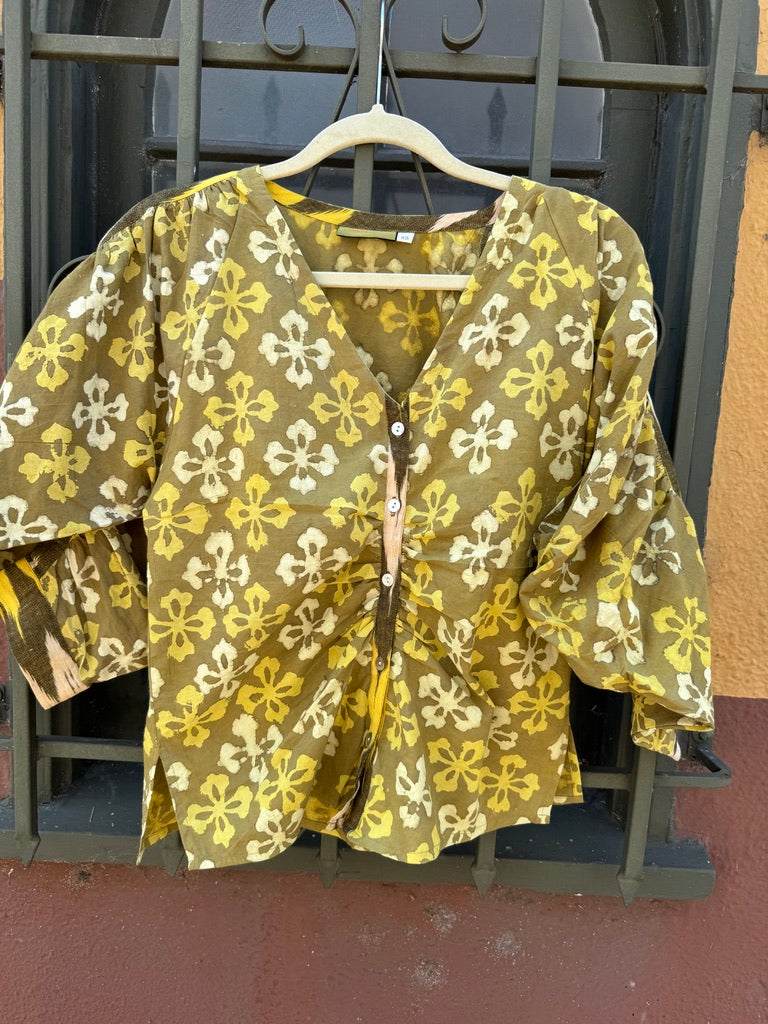 KAGAN BLOUSE OLIVE BATIK