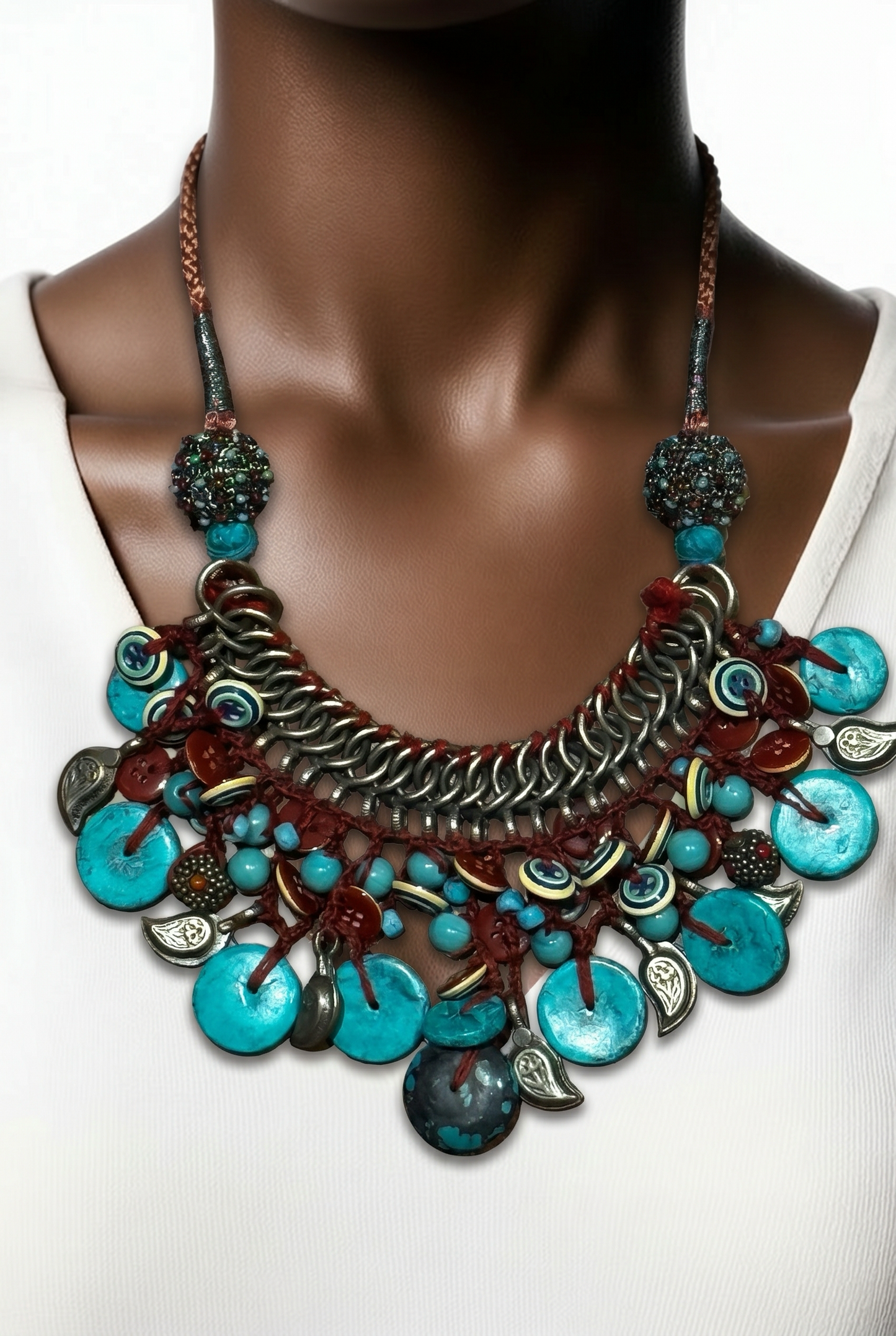 TURQUOISE TREASURE HUNT BIB NECKLACE