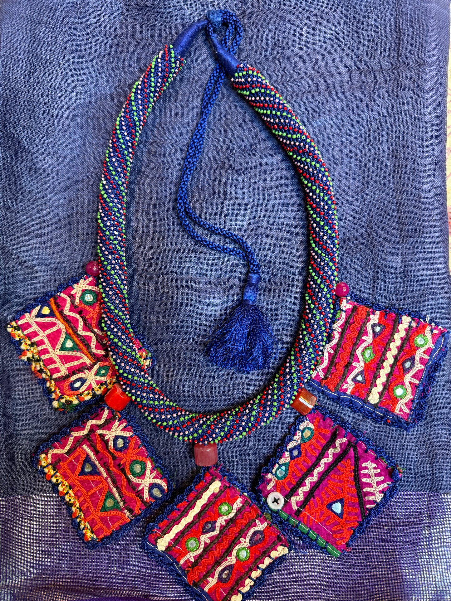 BEADED TRIBAL PATCH COLLAR NECKPIECE