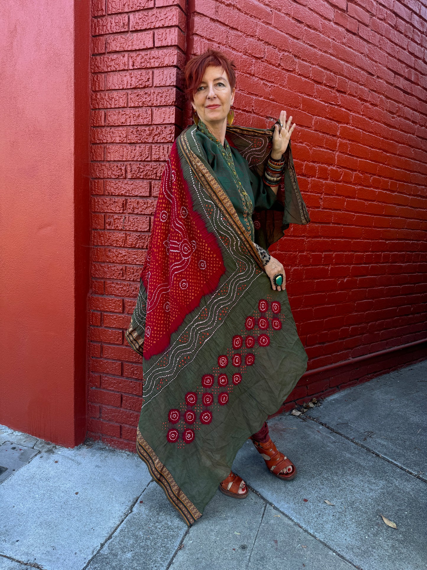 COTTON BANDHANI SHAWLS AUTUMN PALETTE