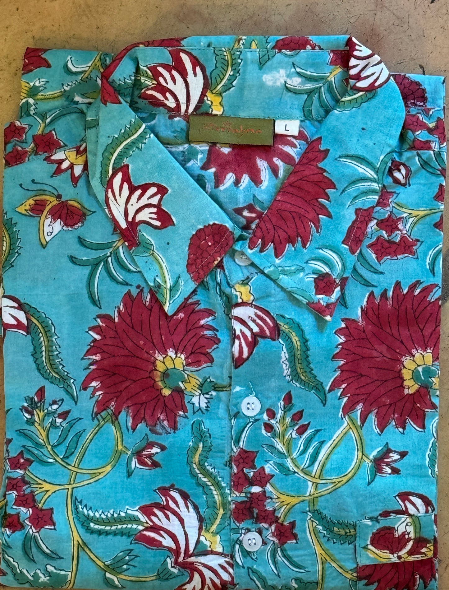 BLOCK PRINT MEN'S SHIRT Size XL Only