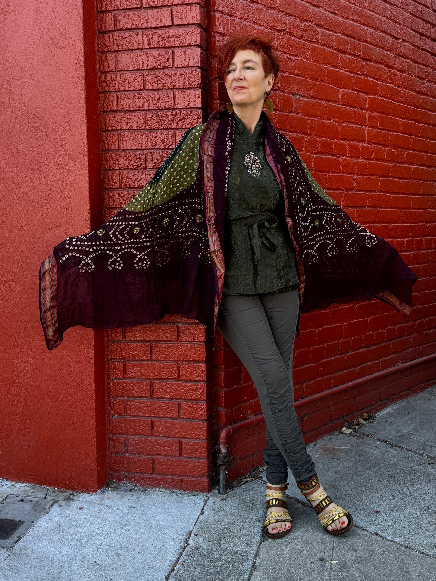 COTTON BANDHANI SHAWLS AUTUMN PALETTE