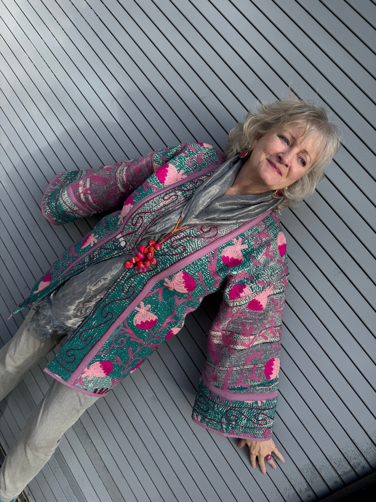 PINK POMEGRANATE SHABBY CHIC QUILTED KIMONO
