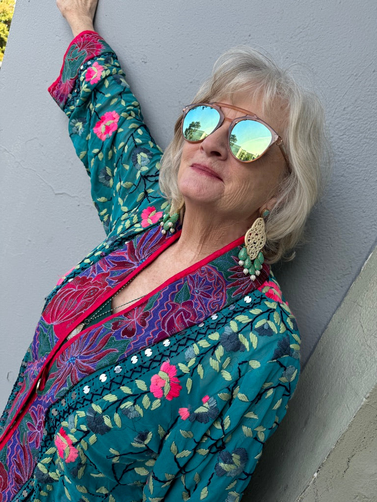 TEAL FOR REAL FLORAL SWING JACKET