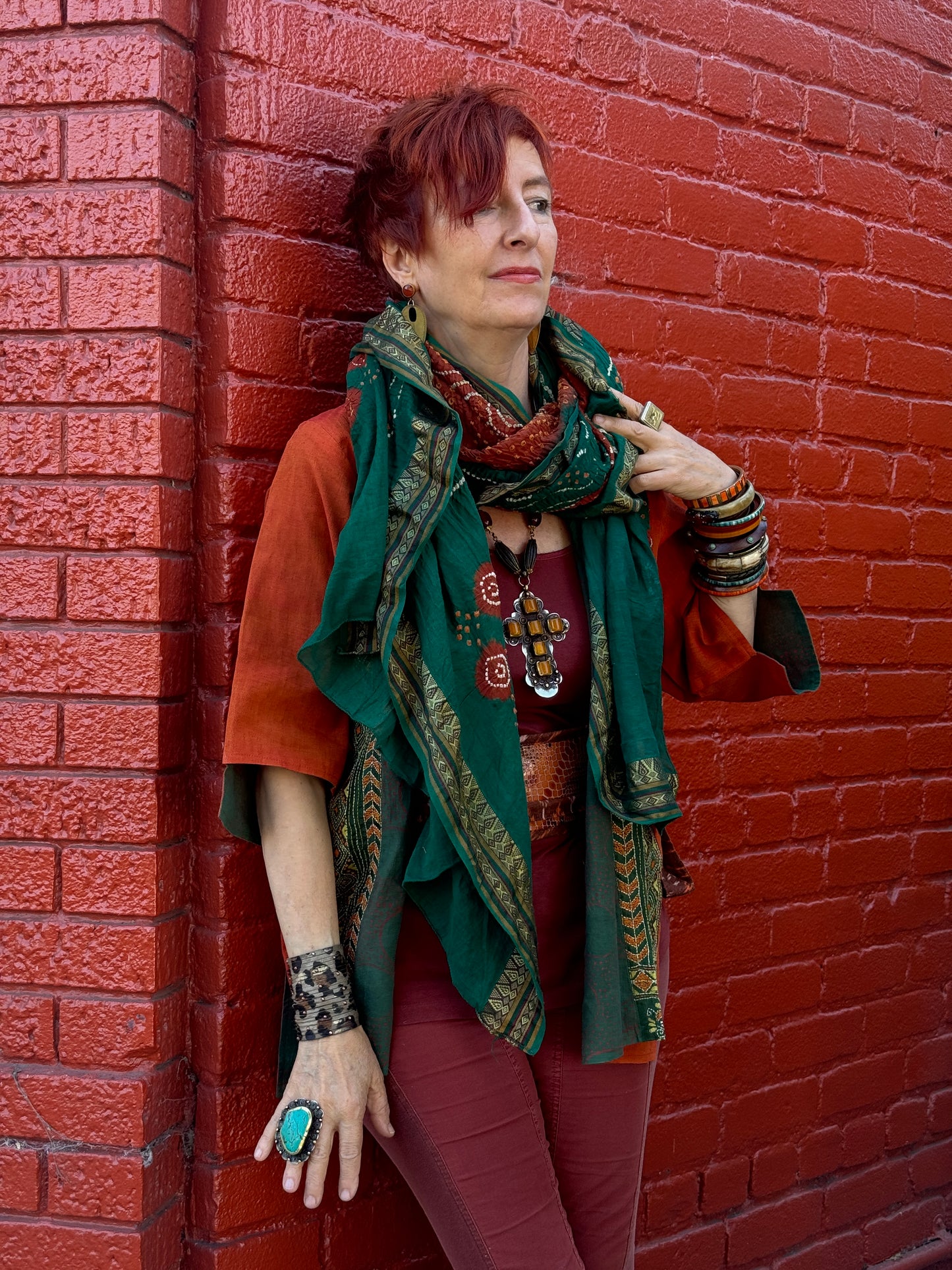 COTTON BANDHANI SHAWLS AUTUMN PALETTE