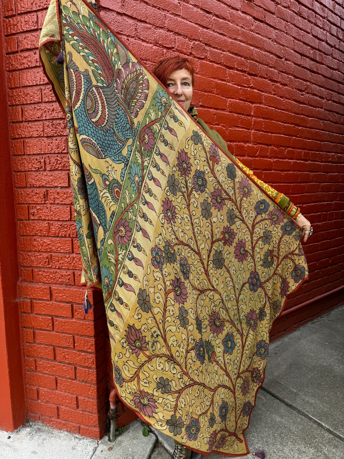 KALAMKARI TASSEL WRAPS: SCARVES & SHAWLS