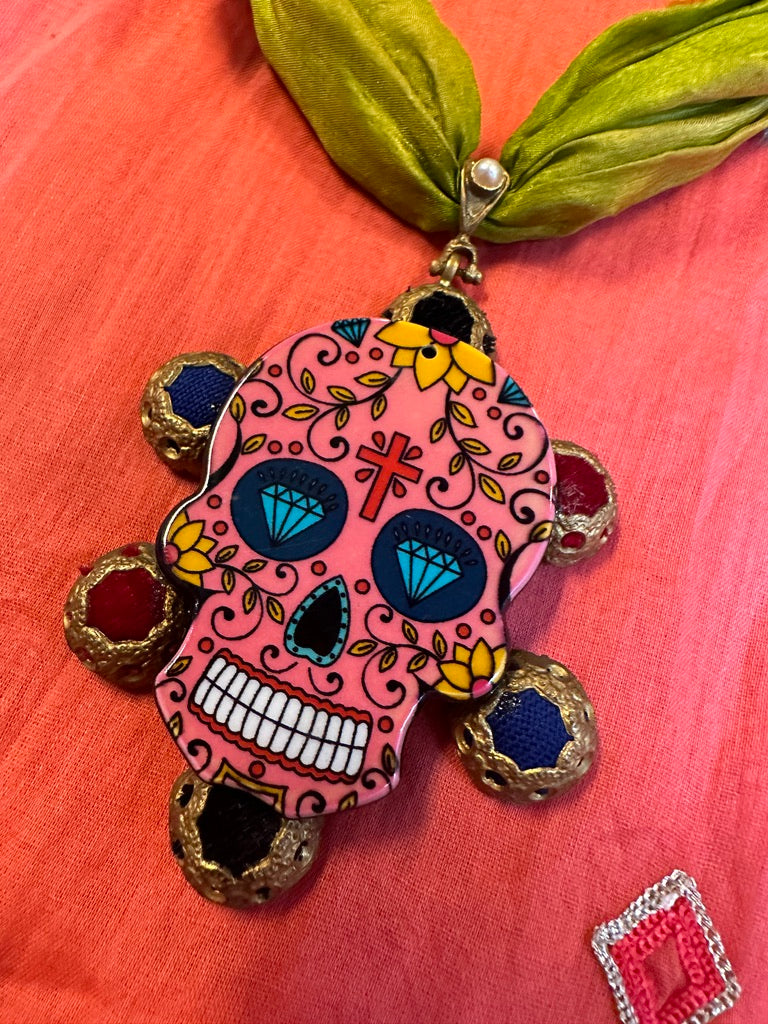 PINK SUGAR SKULL NECKLACE