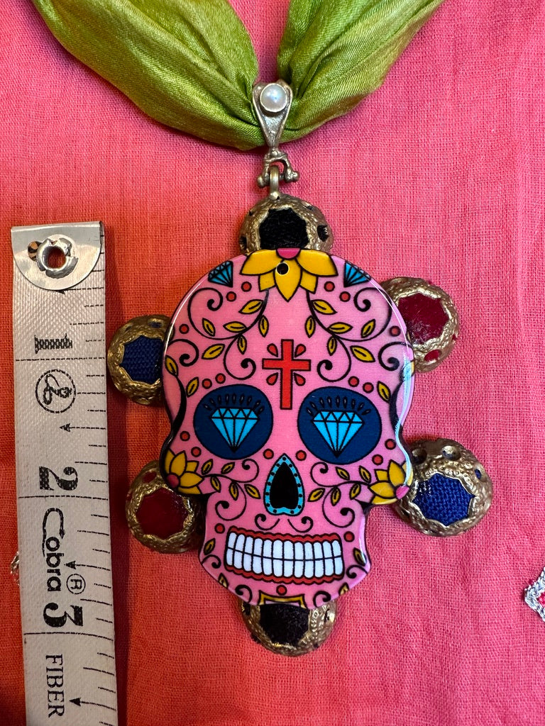 PINK SUGAR SKULL NECKLACE