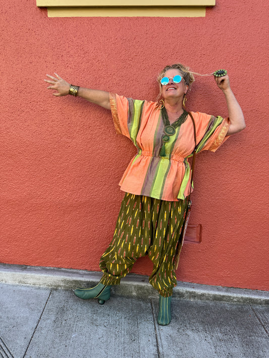 HAREM PANTS OLIVE GREEN IKAT