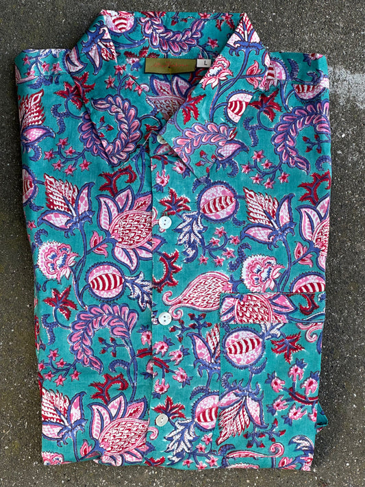 BLOCK PRINT MEN'S SHIRT SIZE MEDIUM ONLY