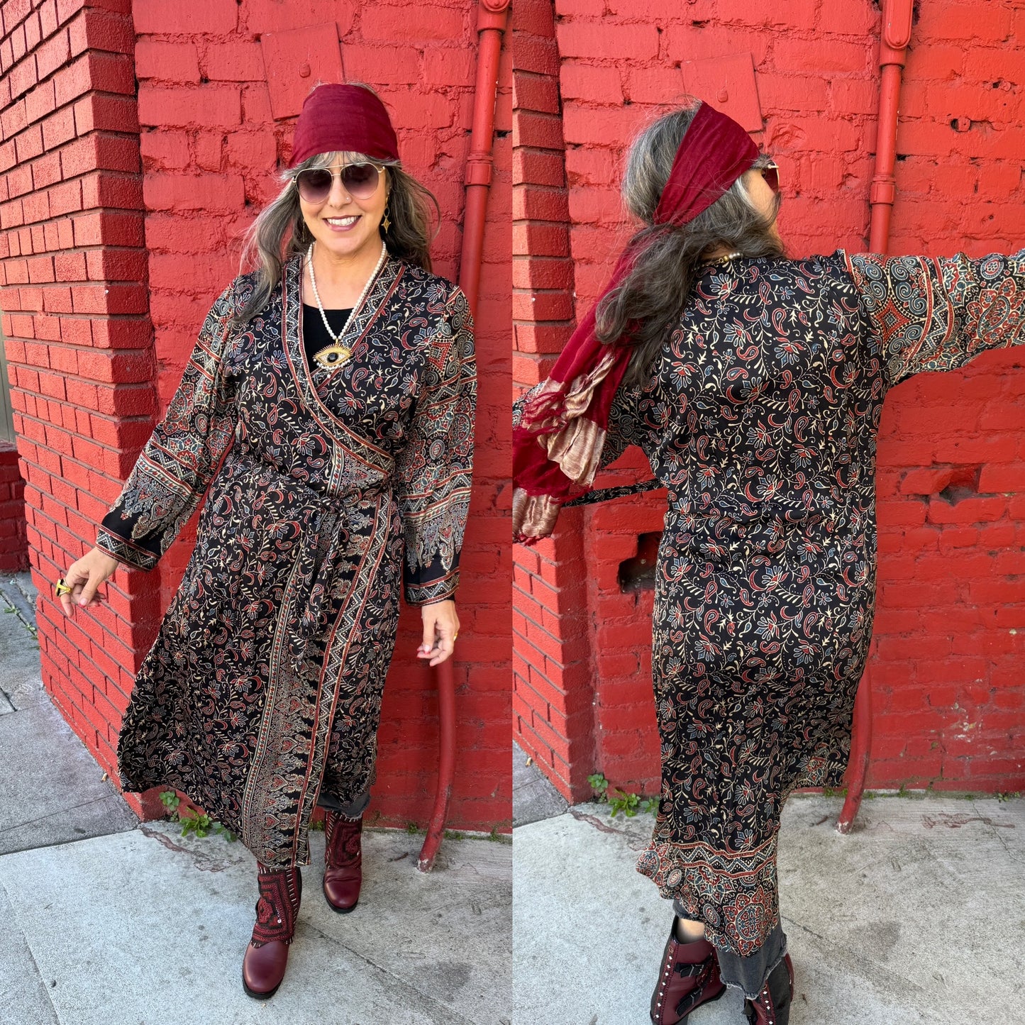 AJRAKH ROMANTIC WINTER PALETTE WRAP MAXI