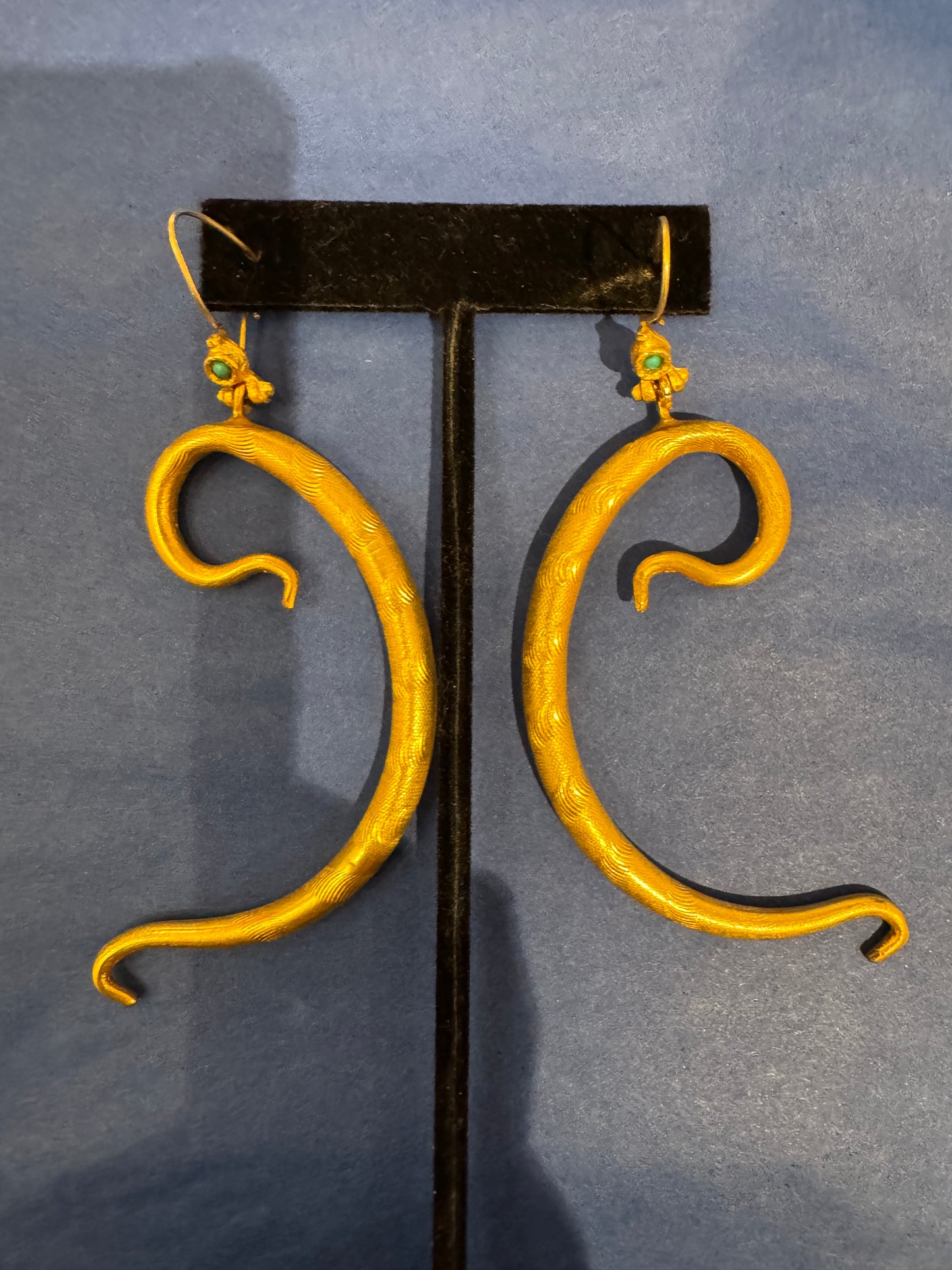 ARABESQUE ETCHED EARRING 24KT GOLD PLATED RARE