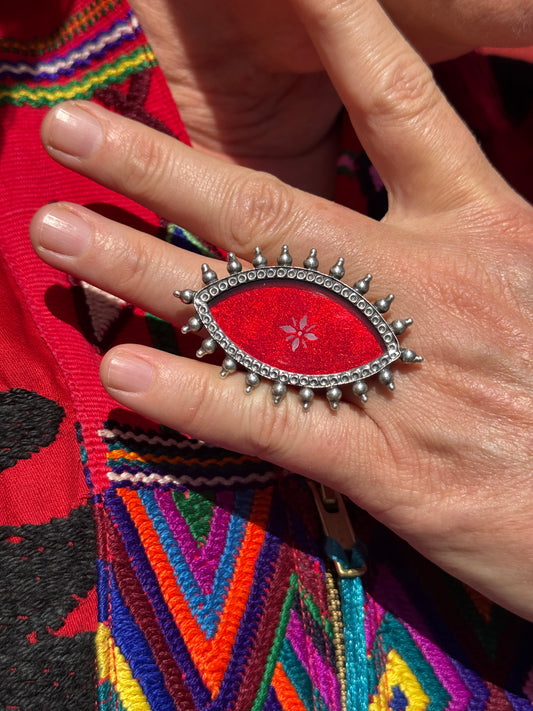 EYE RING STUD FRAME COLOR FOIL GLASS 925