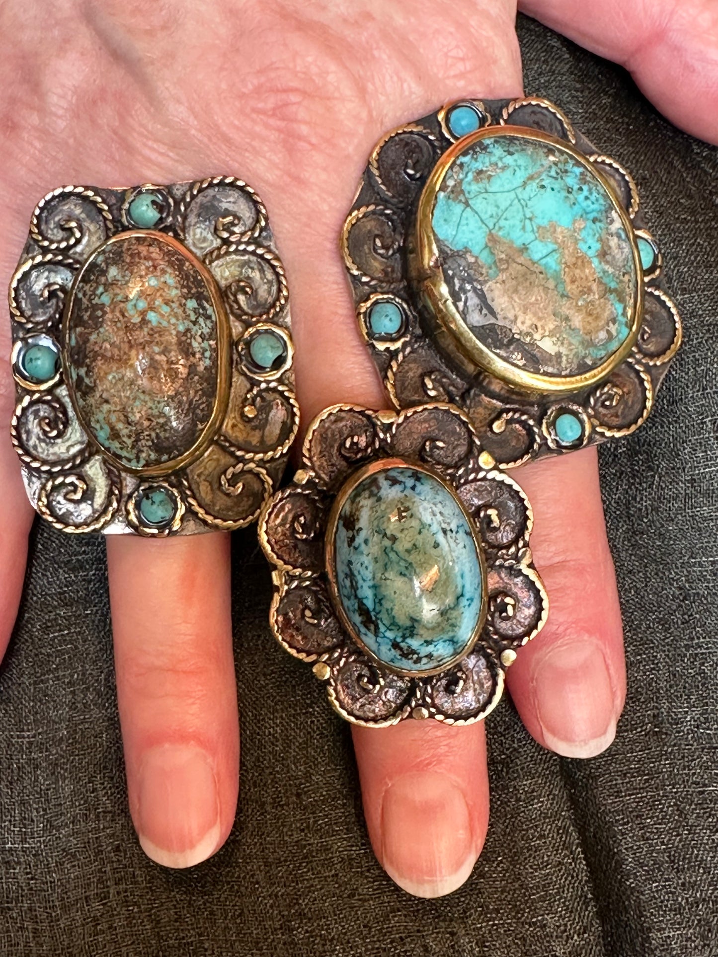 TURQUOISE TRIAD RINGS