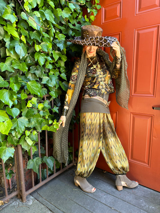 SNAKESKIN PRINT BUBBLE PANTS