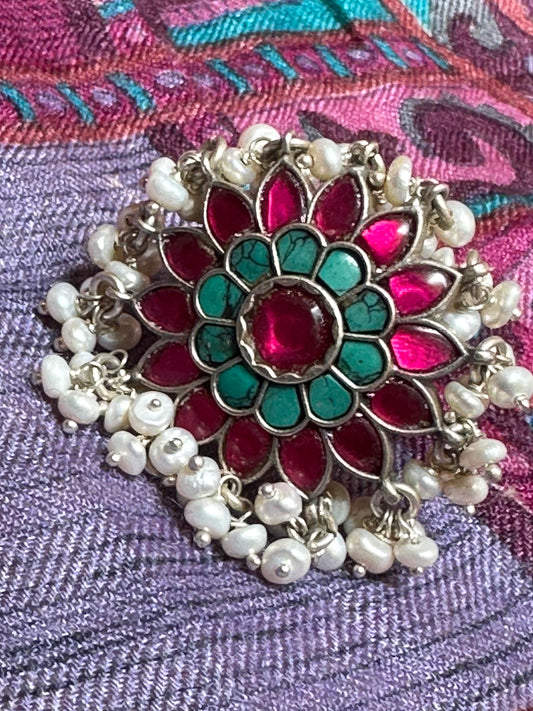 PINK BLING PEARL RING