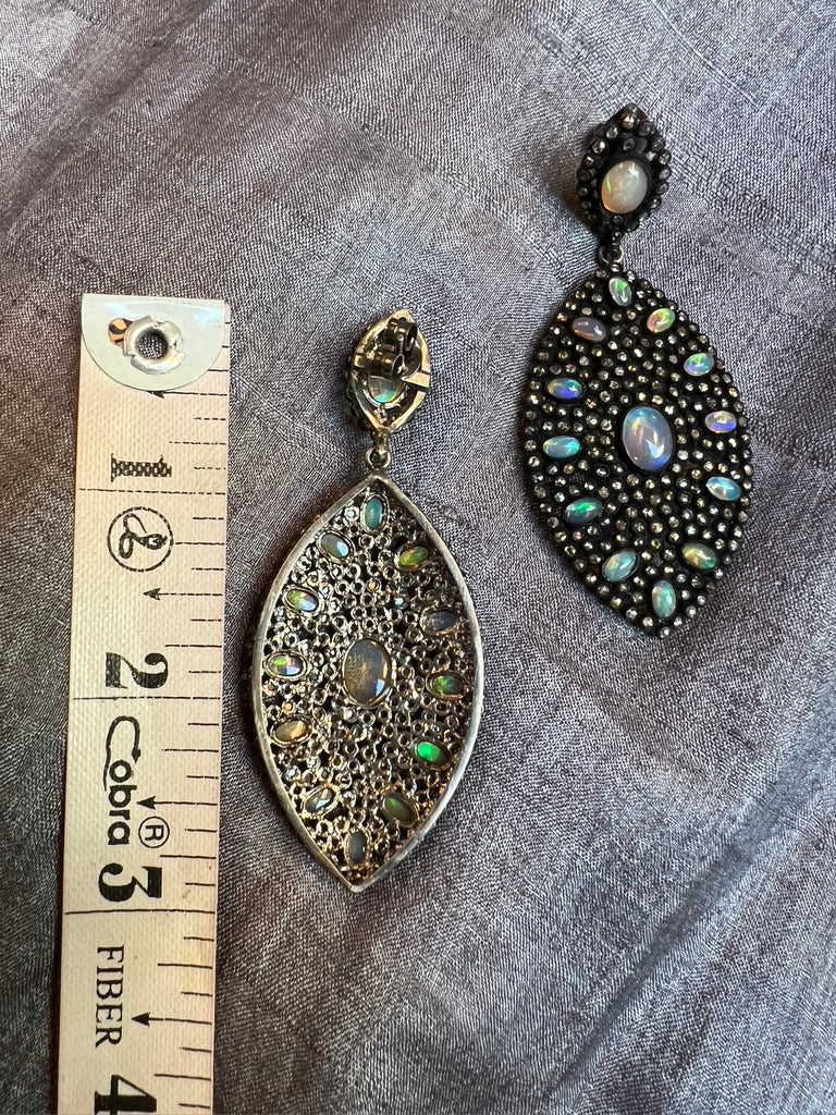 OPAL & DIAMOND ALMOND EARRINGS